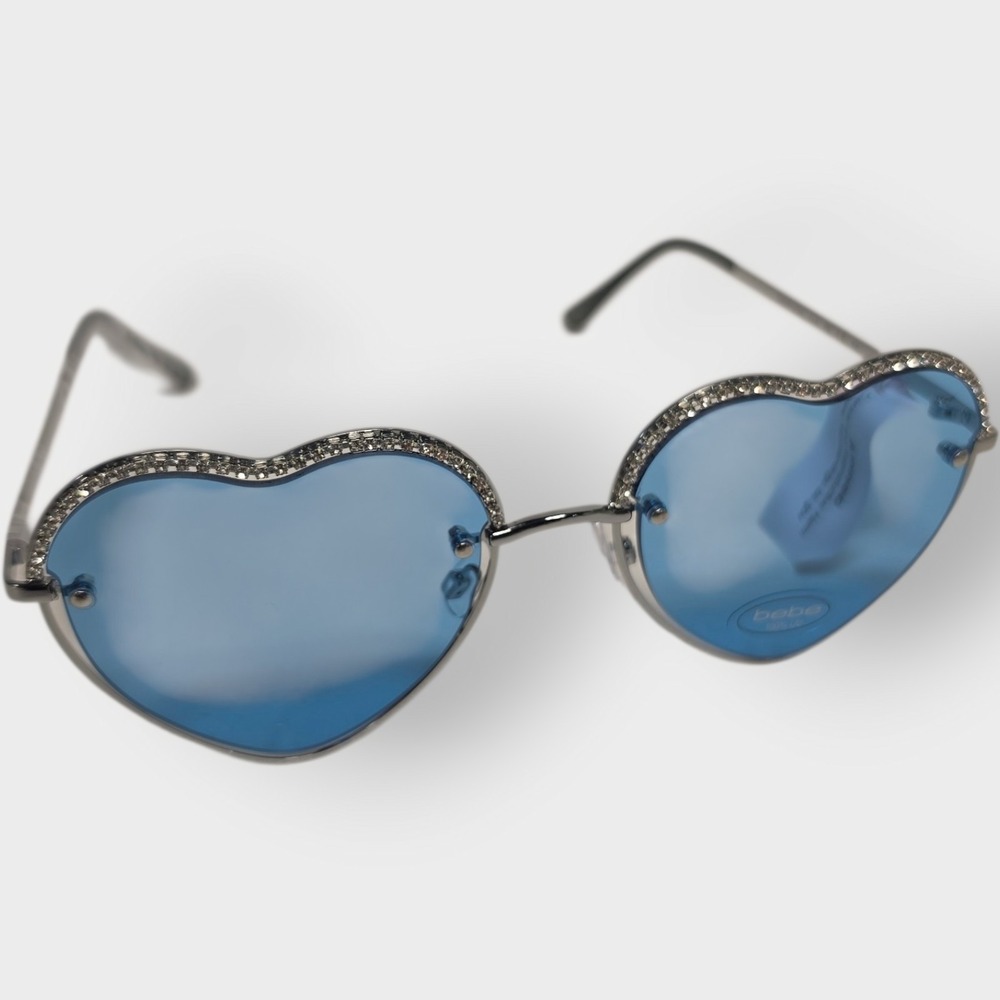 Bebe Sunglasses Heart Shape BLUE LENS 1030 #2 444 NEW SUMMERTIME SHADES  100% UV